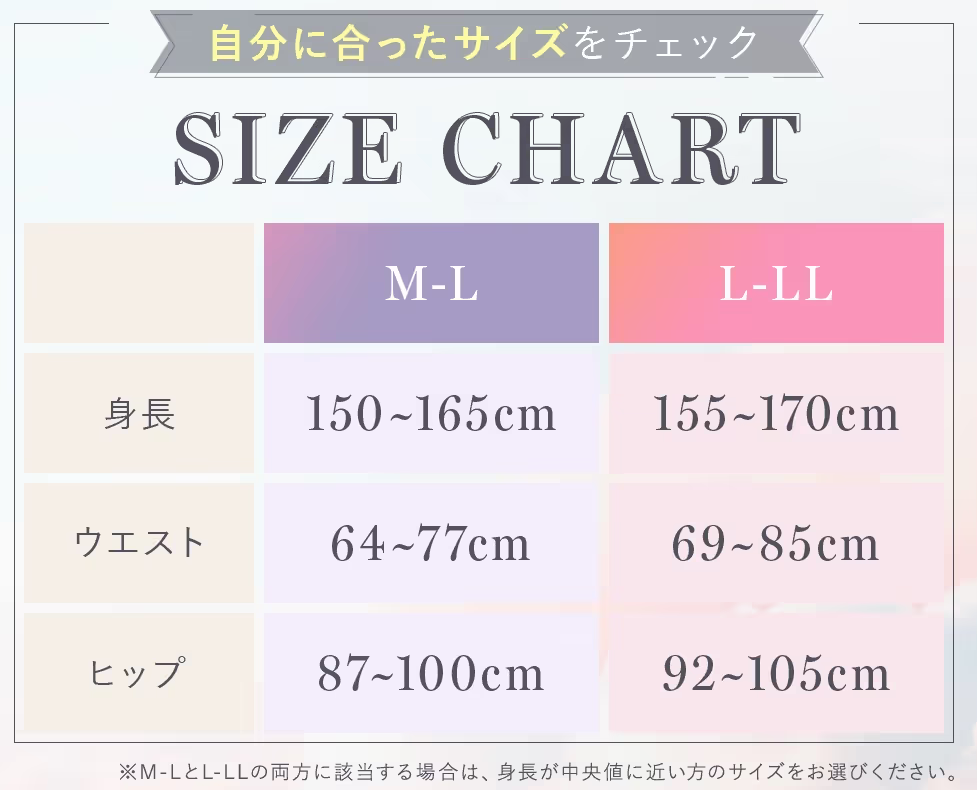 グラマラスパッツ ふわりぃスリムのサイズ表